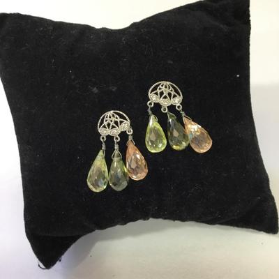 Beautiful multicolor crystal 925 silver dangle earrings