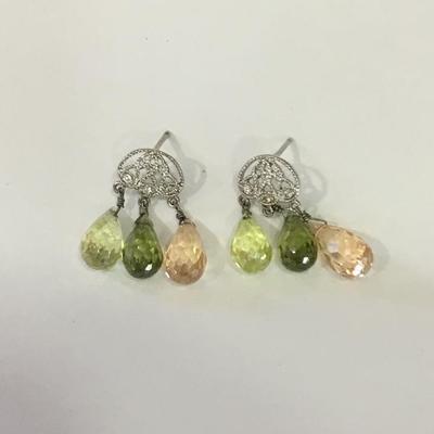 Beautiful multicolor crystal 925 silver dangle earrings