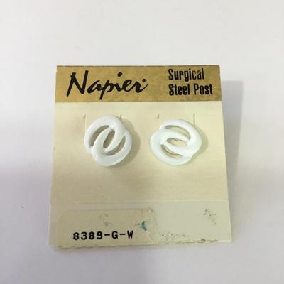 Napier vintage white enamel stud earrings
