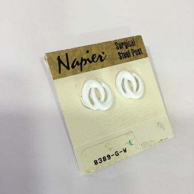 Napier vintage white enamel stud earrings