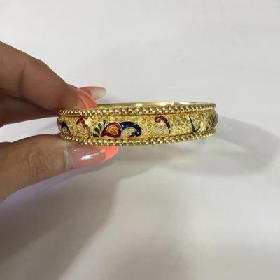Rare collectible Swara creations brass golden Kada bangle bracelet, peacock image