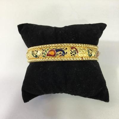 Rare collectible Swara creations brass golden Kada bangle bracelet, peacock image