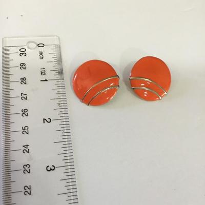 Nice vintage, orange enamel stud earrings