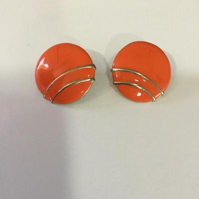 Nice vintage, orange enamel stud earrings