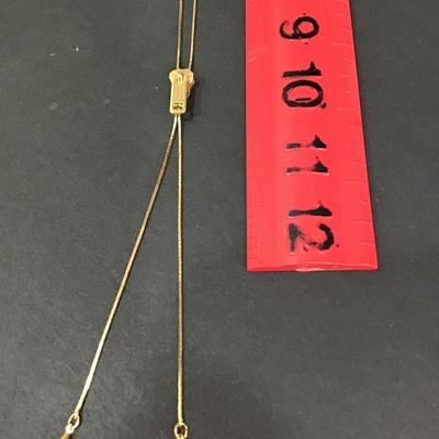 Gold tone, zipper slider necklace