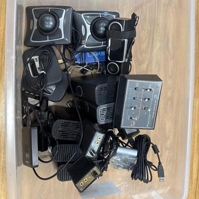 Tote full of older electronics