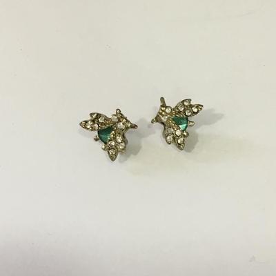 Cute vintage bug rhinestone stud earrings