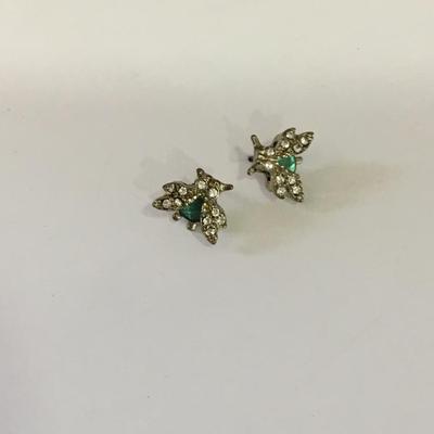 Cute vintage bug rhinestone stud earrings