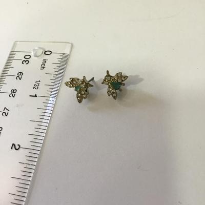 Cute vintage bug rhinestone stud earrings