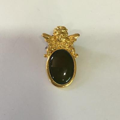 Vintage pin Color changing cherub angel