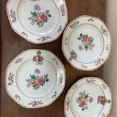 Sale Photo Thumbnail #54: Possibly, Samson Porcelain is a copy of earlier styles from the 18th century. The bowls are unmarked, and they have some flea-sized chips on the edges. They are at The ReStore for inspection during regular business hours. 2 bowls and 2 plates