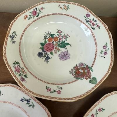 Sale Photo Thumbnail #55: Possibly, Samson Porcelain is a copy of earlier styles from the 18th century. The bowls are unmarked, and they have some flea-sized chips on the edges. They are at The ReStore for inspection during regular business hours. 2 bowls and 2 plates