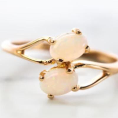 1970s Vintage Opal Two Stone Ring