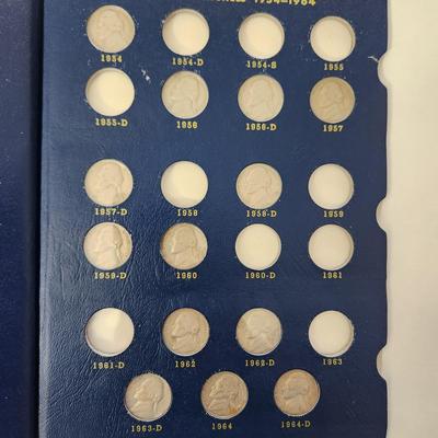 Whitman Coin books with Coins Pennies Nickles Dimes