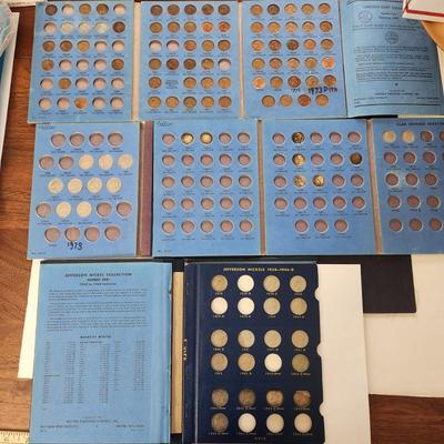 Whitman Coin books with Coins Pennies Nickles Dimes