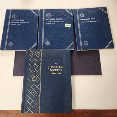 Whitman Coin books with Coins Pennies Nickles Dimes