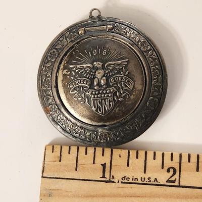 1916 USNG Mexican Border Powder Case w Mirror Pendant