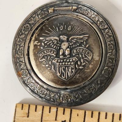 1916 USNG Mexican Border Powder Case w Mirror Pendant