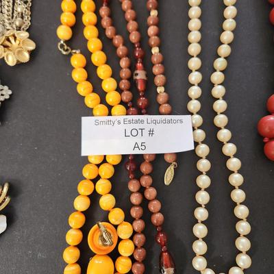 Lot of Costume Jewelry Necklaces , Pins, Brooches , Bangles , Earings Austrian Crystal , Trifari, Mid Century Freirich , J.J.