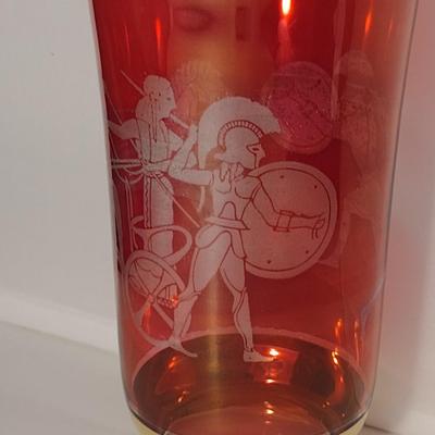 Roman Theme Glass Vase- Approx 9 1/4" Tall