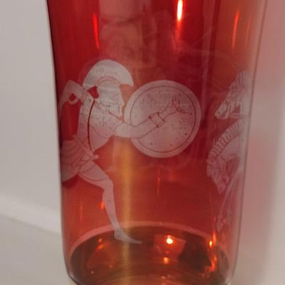 Roman Theme Glass Vase- Approx 9 1/4" Tall