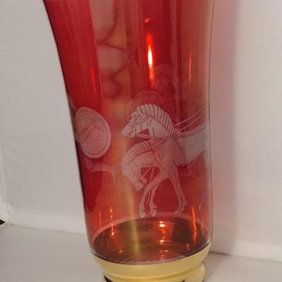 Roman Theme Glass Vase- Approx 9 1/4" Tall