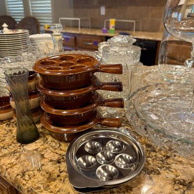 Clear Glasses and Escargot dishes