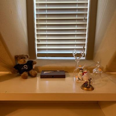 Hockey Art and all items on top of the bookcase