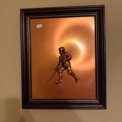 Hockey Art and all items on top of the bookcase