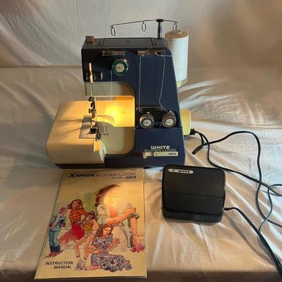 White Super Lock 503 Overlocking Sewing Machine (GB1-MG)