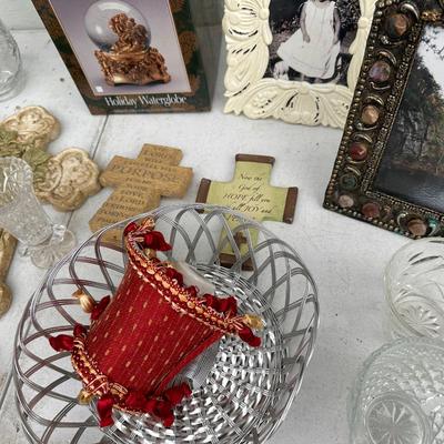 Glass and Crystal Décor items - Juicer, Flower Frog, Frames more