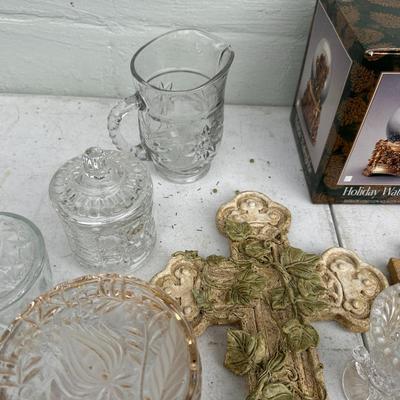 Glass and Crystal Décor items - Juicer, Flower Frog, Frames more