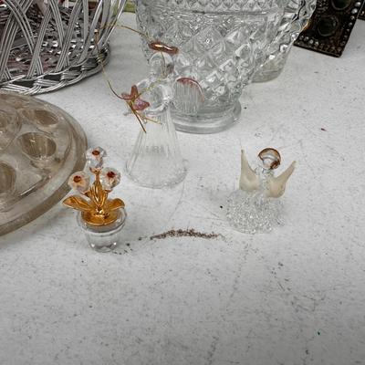 Glass and Crystal Décor items - Juicer, Flower Frog, Frames more