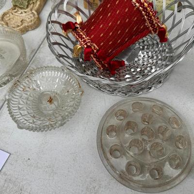 Glass and Crystal Décor items - Juicer, Flower Frog, Frames more