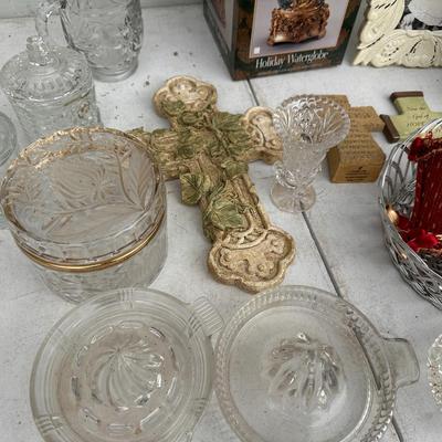 Glass and Crystal Décor items - Juicer, Flower Frog, Frames more