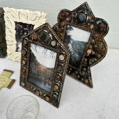 Glass and Crystal Décor items - Juicer, Flower Frog, Frames more