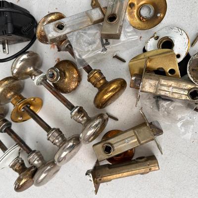 Lot of old Door Knobs and Electric Time Clock