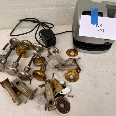 Lot of old Door Knobs and Electric Time Clock