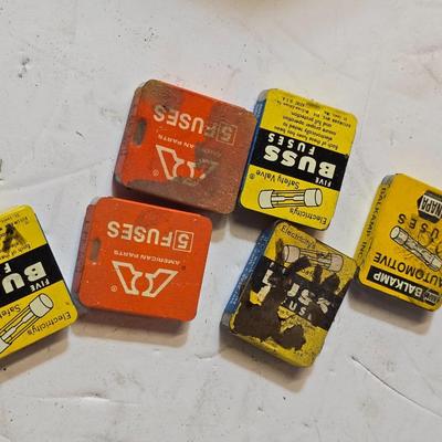 Vintage Auto Parts Lot – Spark Plugs, Distributor Cap, Fuses, Light Bulb, and More