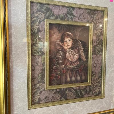 Sale Photo Thumbnail #2: Beautiful Angel Picture 27”1/2x 30”1/2
and a pair of Metal Sconces.