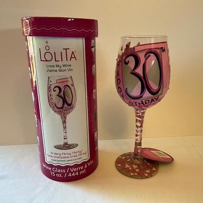 New Lolita 30th Birthday Wine Glass w/tags