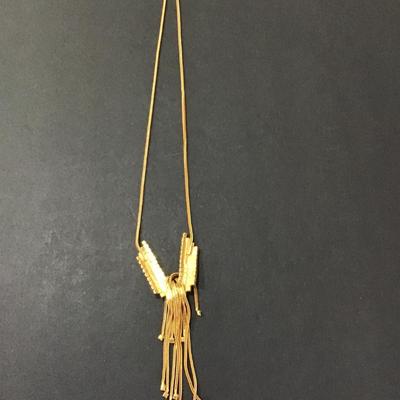 Sale Photo Thumbnail #65: Gold tone rhinestone necklace with Tassel 
Please see attached photos