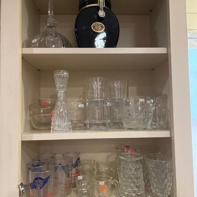 Sale Photo Thumbnail #59: Wine glasses, pie plates, cookie cutter, china, clear glass.
