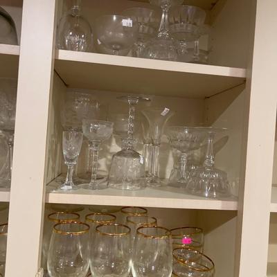 Sale Photo Thumbnail #76: Wine glasses & cake plates and parfait cups.