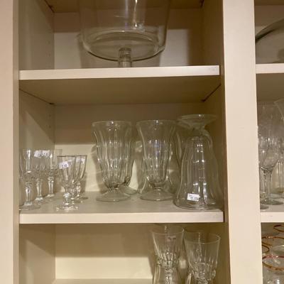 Sale Photo Thumbnail #78: Wine glasses & cake plates and parfait cups.