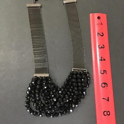 Sale Photo Thumbnail #100: Gunmetal color mesh chain with black glass beads