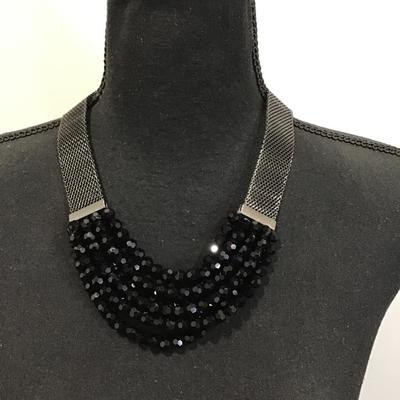 Sale Photo Thumbnail #98: Gunmetal color mesh chain with black glass beads