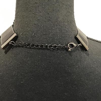 Sale Photo Thumbnail #99: Gunmetal color mesh chain with black glass beads