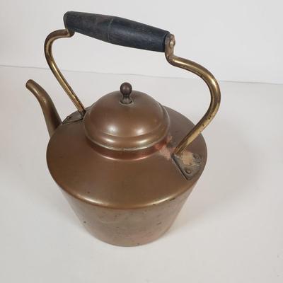 LOT 29F: Collection of Copper; Tea Kettle, Ewer, Enameled Vase