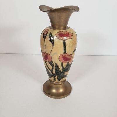LOT 29F: Collection of Copper; Tea Kettle, Ewer, Enameled Vase